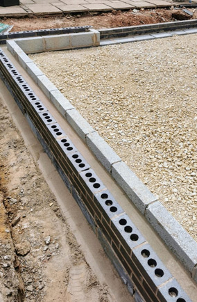New extension foundations with blockwork and damp-proof course